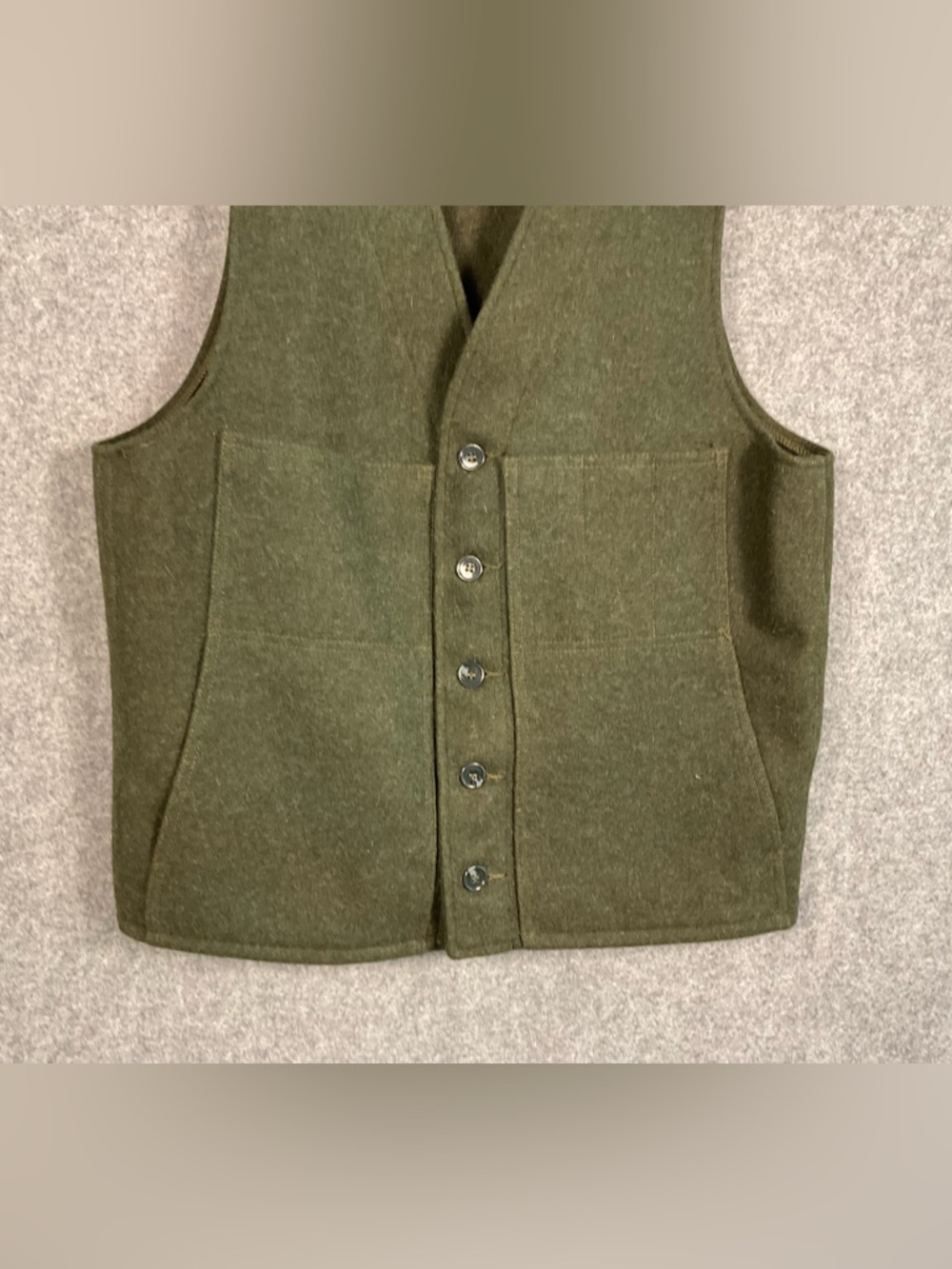 Filson Dark Olive Mackinaw Wool Button Vest - Picture 3 of 8